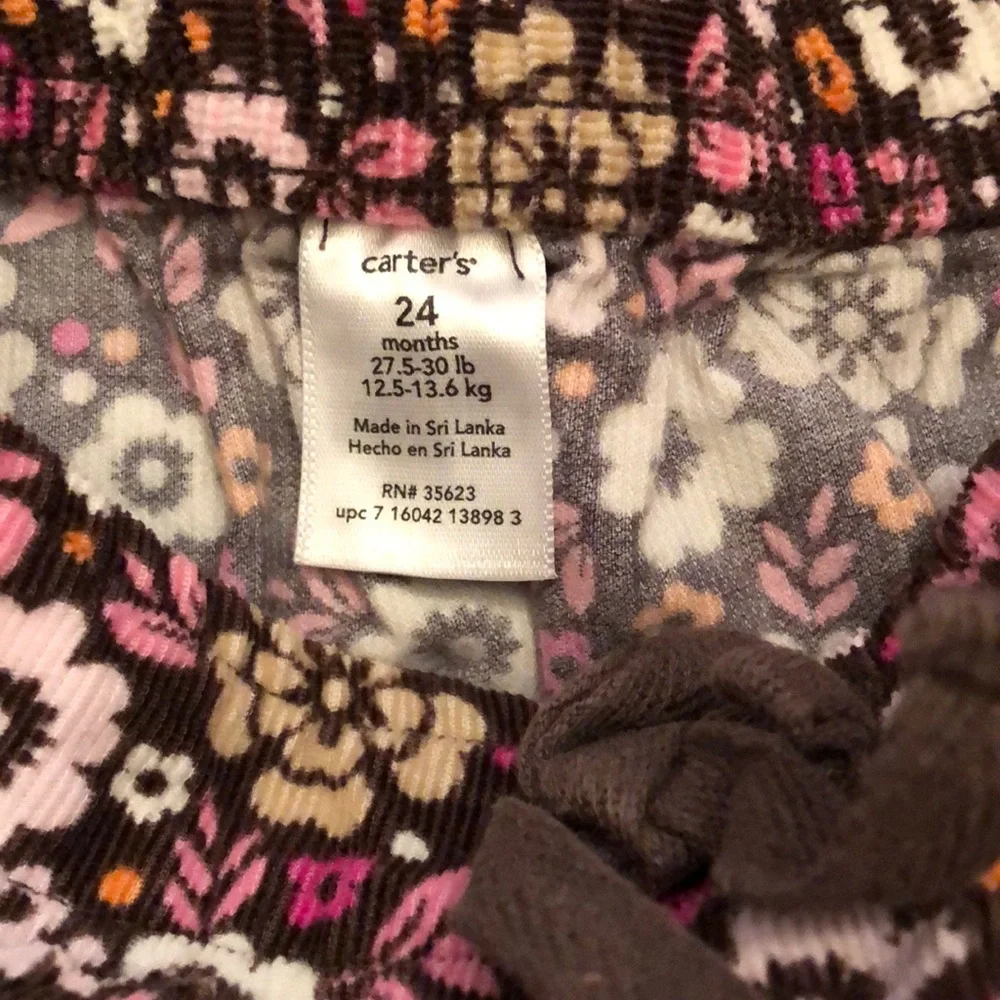 Carter’s Brown Floral Corduroy Skirt Size 24 months girls